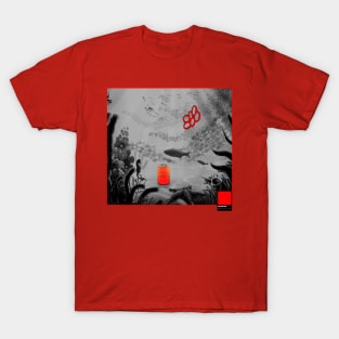 CORAL RED - black full  by COLORBLIND WorldView T-Shirt